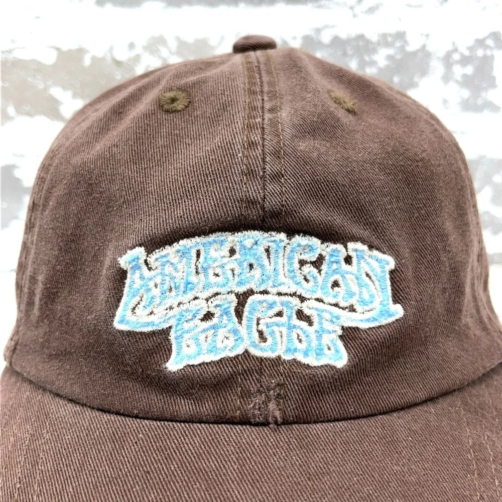 Vintage American‎ Eagle Hat Cap Leather Strap Back Script AEO Dad Baseball Y2K